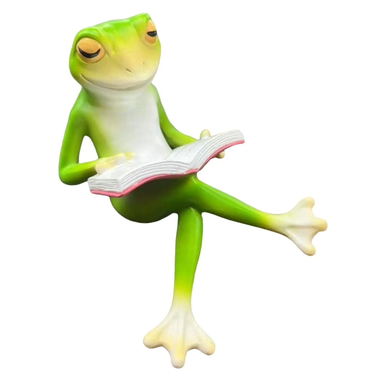 Reading Frog Statue Frog Sculpture Hand Painted Decorative Fun Collection Miniature Figurine for Indoor Decor Thoughtful Gift