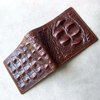 Carteras de cuero genuino con patrón de cocodrilo de alta calidad para hombre, cartera de mano y monedero para hombre, cartera con abrazadera Portomonee para hombre