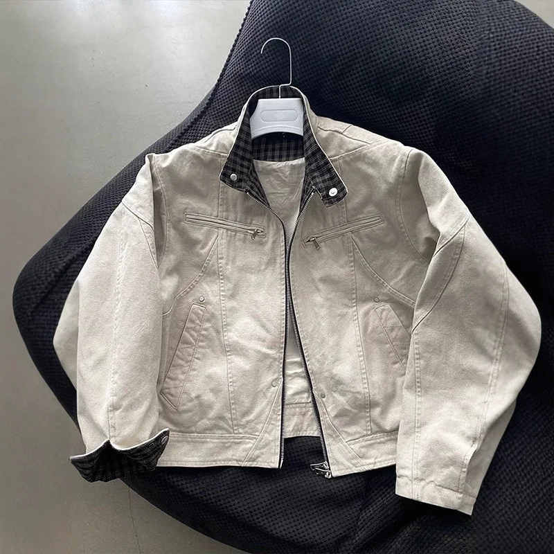 

Рабочая куртка Harrington для мужчин и женщин, новая американская ретро-куртка в клетку с коротким воротником-стойкой, модная.