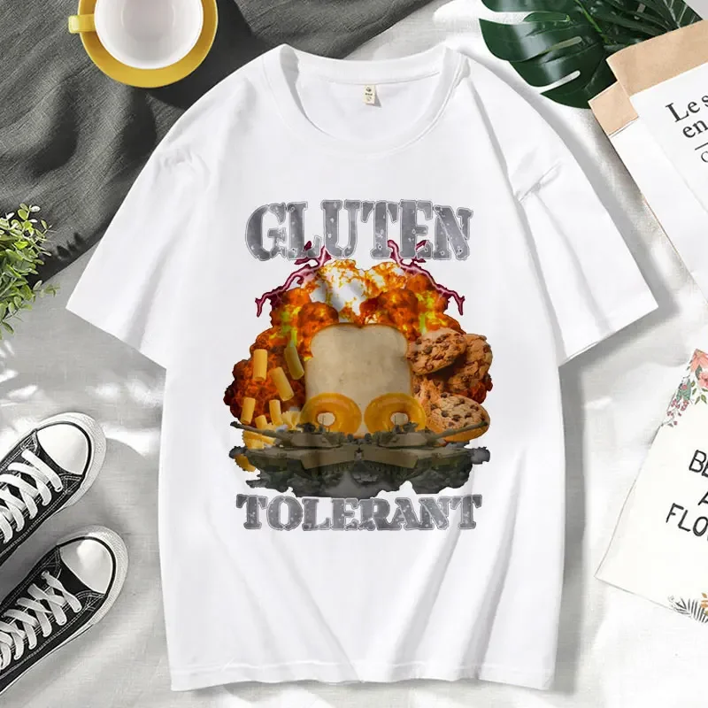 Camiseta divertida de regalo Meme tolerante al Gluten, camisetas de galletas sin gluten, camisetas de manga corta Harajuku de Hip Hop para mujer, Tops Y2K