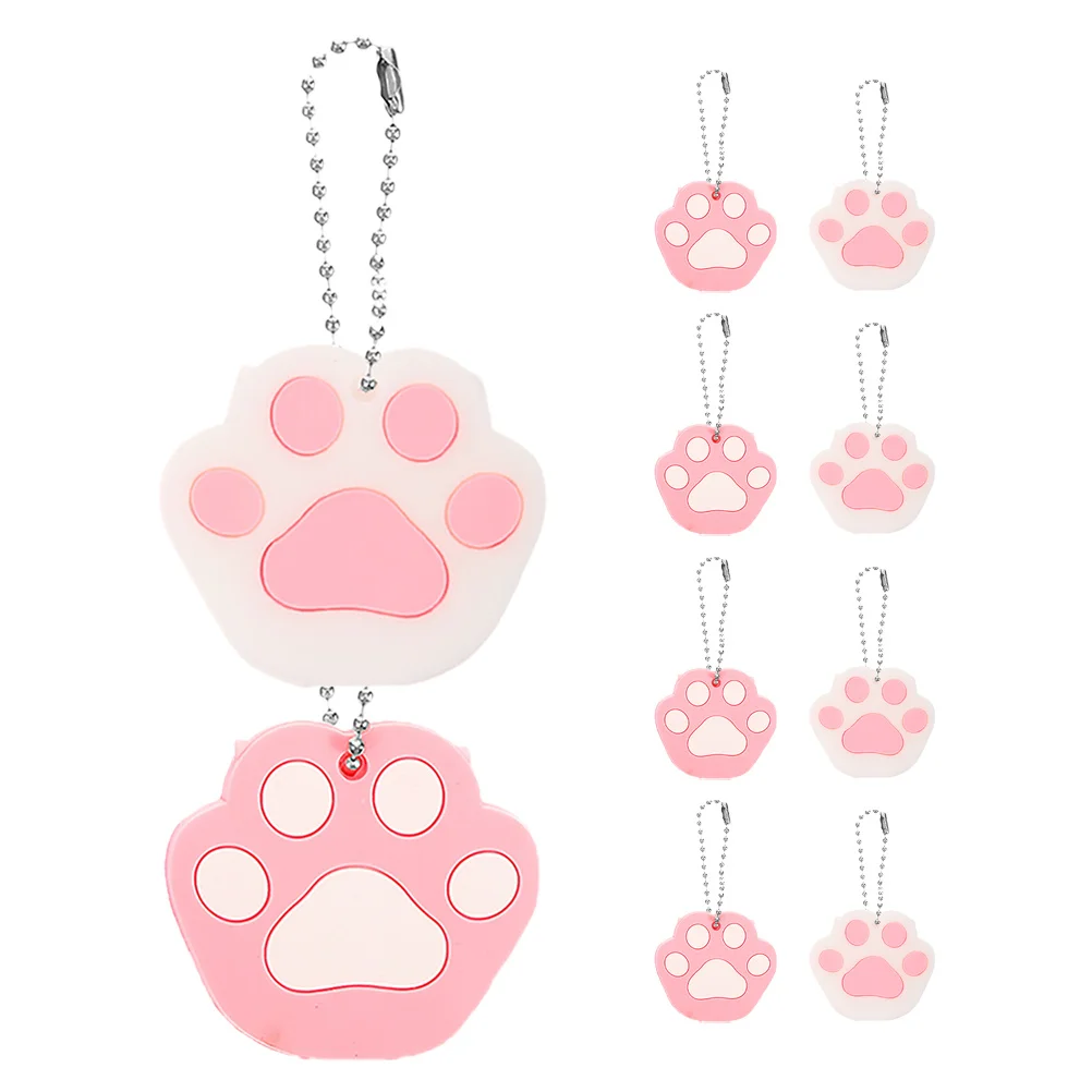 

10pcs Covers Cat Paw Design Pvc Animal Shape Key Protectors For Home Office Keys Identification Durable Soft Silicone Universal