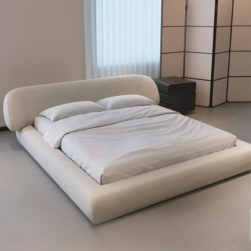 lt modern simple cream wind cotton and linen fabric surrounded by high-end large apartment bed master bedroom double bed