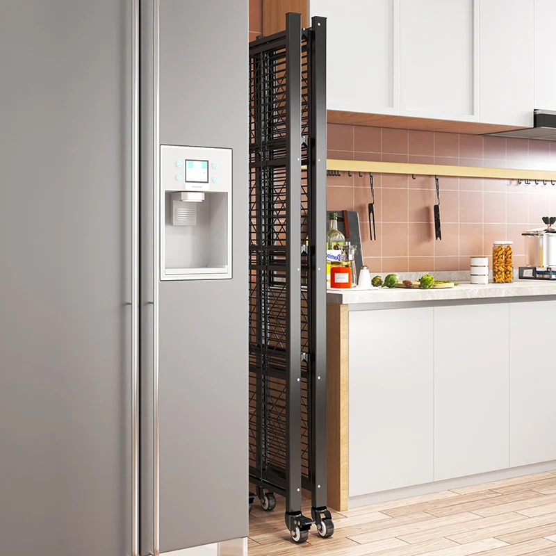 Multi-layer installation-free folding storage rack for kitchen racks