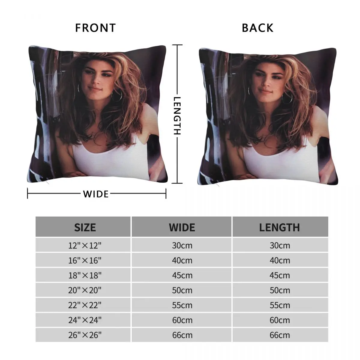 Cindy Crawford Model Square Pillowcase Polyester Linen Velvet Creative Zip Decorative Throw Pillow Case Sofa Cushion Cover