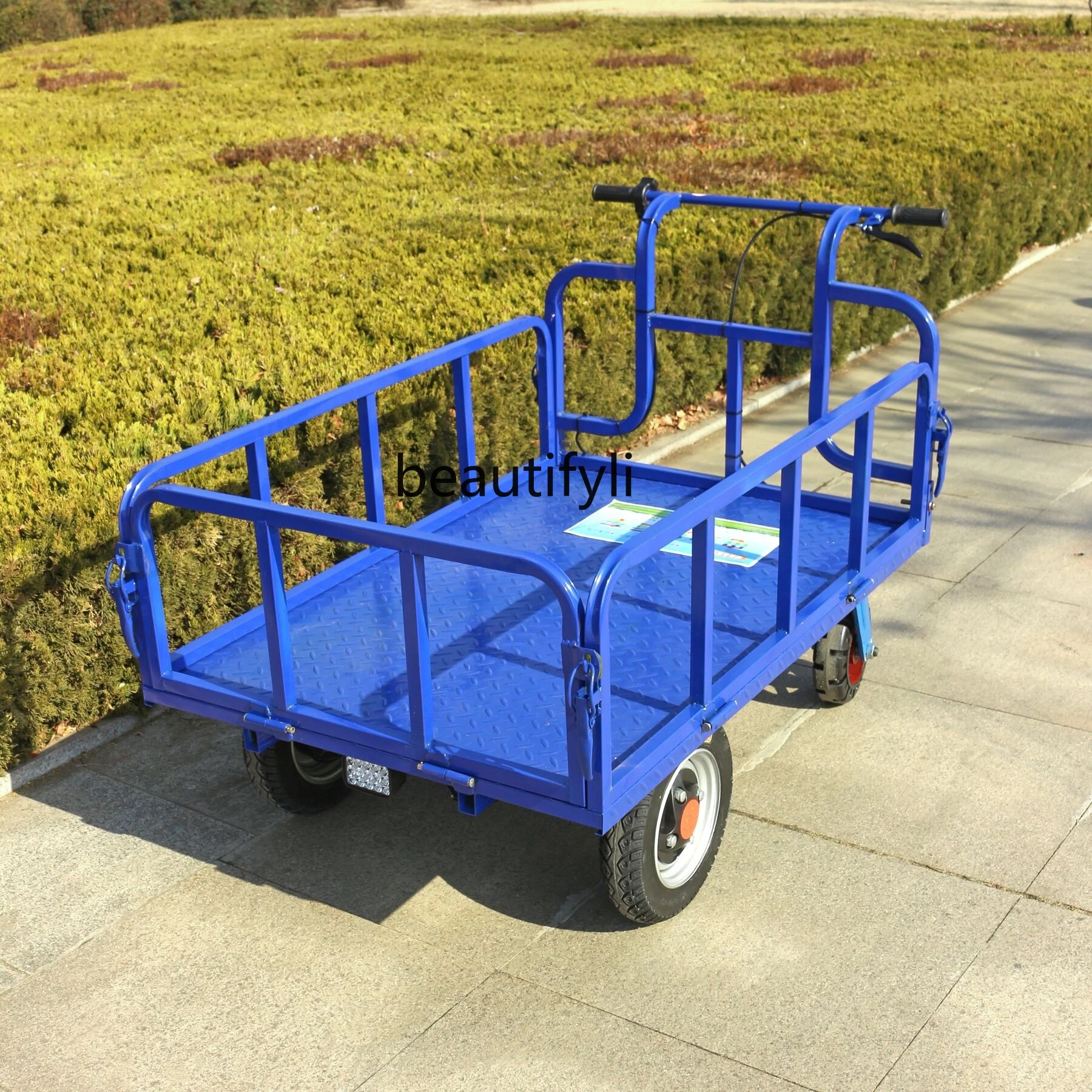 

Multifunctional Electric Four-Wheel Flat Trolley Material Trolley Transport Truck