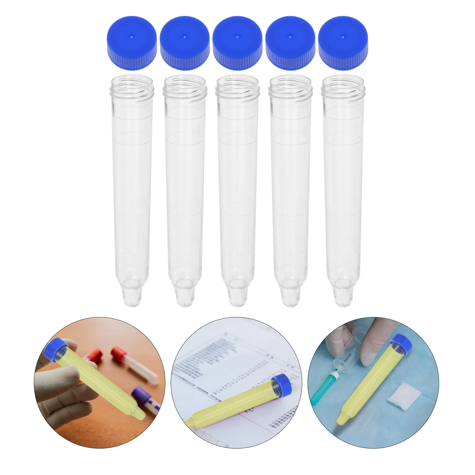 

50pcs Urine Sediment Test Tube Clear Graduated Collection Tubes Pointed Bottom Convenient Screw Cap For Lab Use Teaching