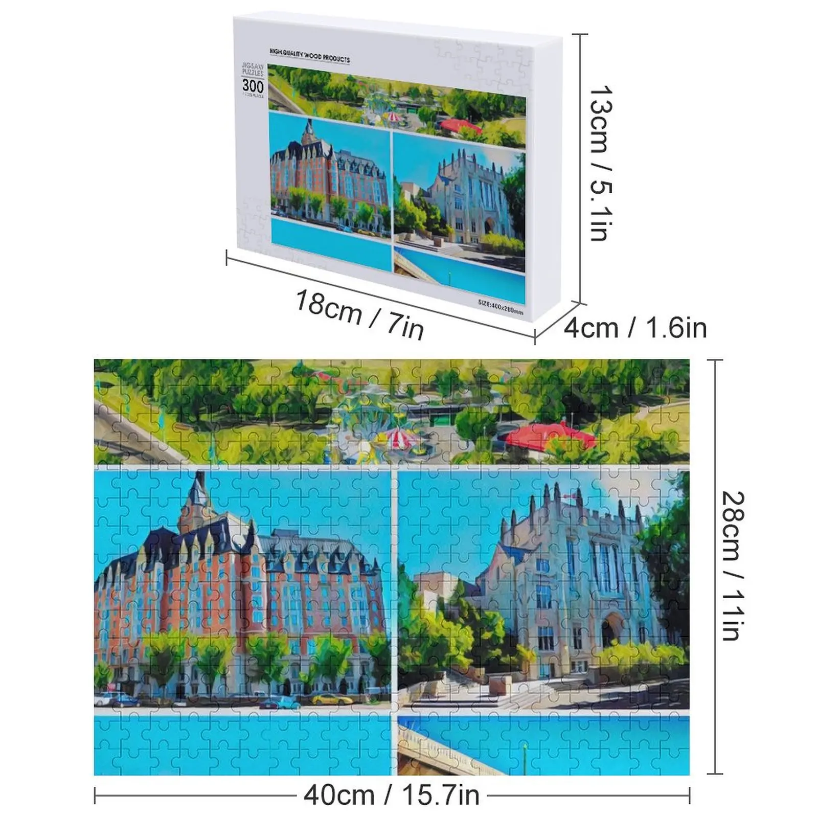 Saskatoon Landmarks Jigsaw Puzzle Gioco per bambini Motori in scala Regalo per bambini personalizzato Puzzle regalo per bambini personalizzato