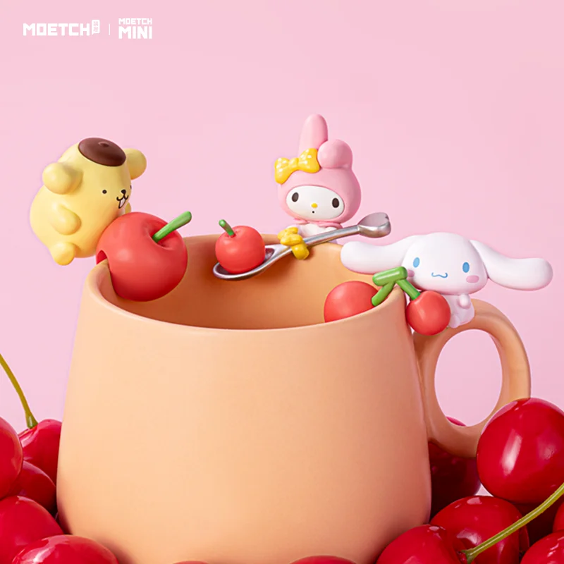 Sanrio Family Cherry Fruit Cup Hanging Cute Bean Hello Kitty Blind Box Pacha Dog Cute Grain Kuromi Jade Guigou