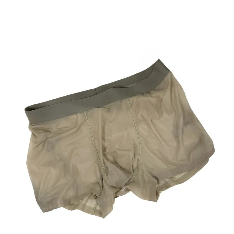 

Мужские бесшовные шорты-боксеры 20D, ультратонкие прозрачные легкие быстросохнущие эластичные сексуальные шорты-боксеры со средней посадкой и выпуклостью