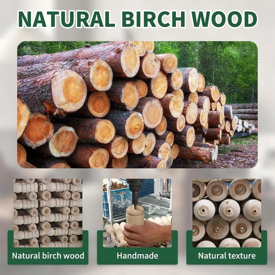 حامل معطف خشبي عتيق مع قاعدة مثلثة قوية مثالية للمدخل أو المكتب يتميز بـ 14 خطافًا وخشب البتولا الطبيعي #4