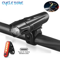 MTB Road Bike Front Rear Light Set USB Charging Bicycle Headlight Portable 4 Modes Cycling Front Light for Cycling Safety