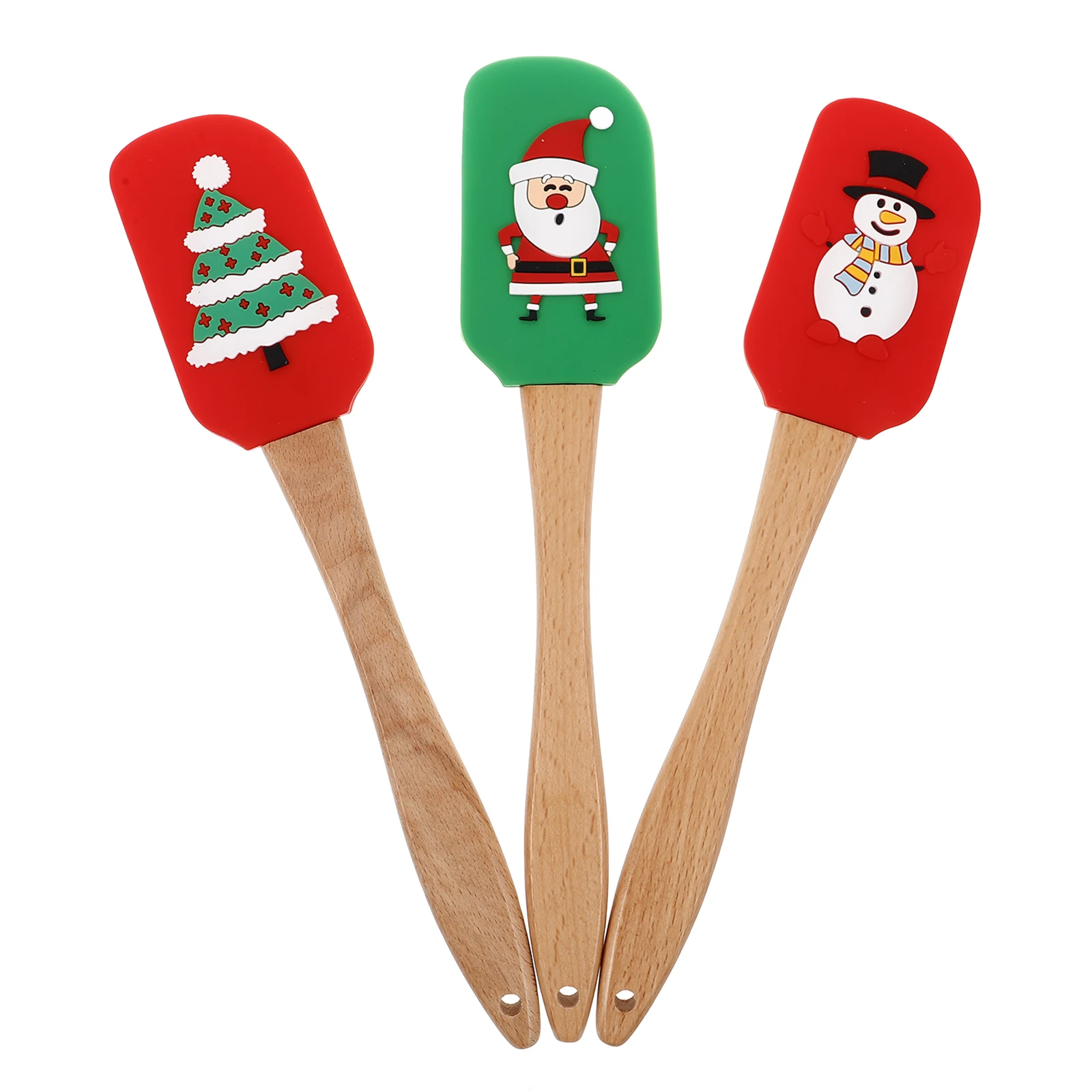 

3Pcs Silicone Spatula Set Butter Spreader Scraper Nonstick Ergonomic Wooden Handle Baking Kitchen Gadget Cute Spatula