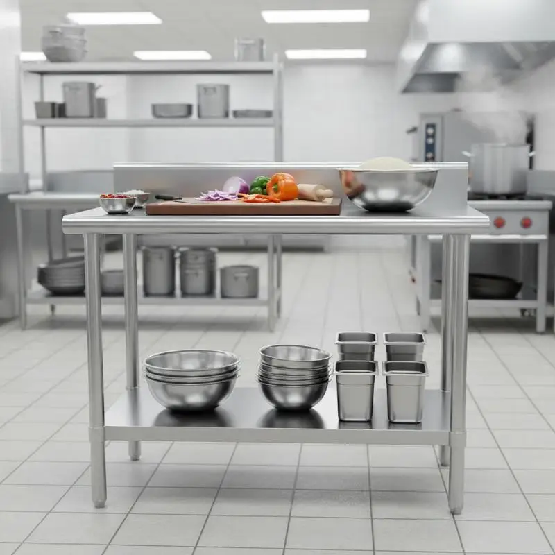

Metal Worktable 24x18x36 Inch For Kitchen Restaurant Garage, 600lbs Load Capacity Heavy Duty Adjustable Undershelf Feet Commercial Workstation