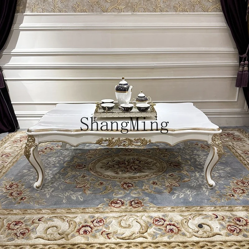 

CL Rectangular Large Coffee Luxury Solid Wood Carved Living Room Decorative Table Furniture