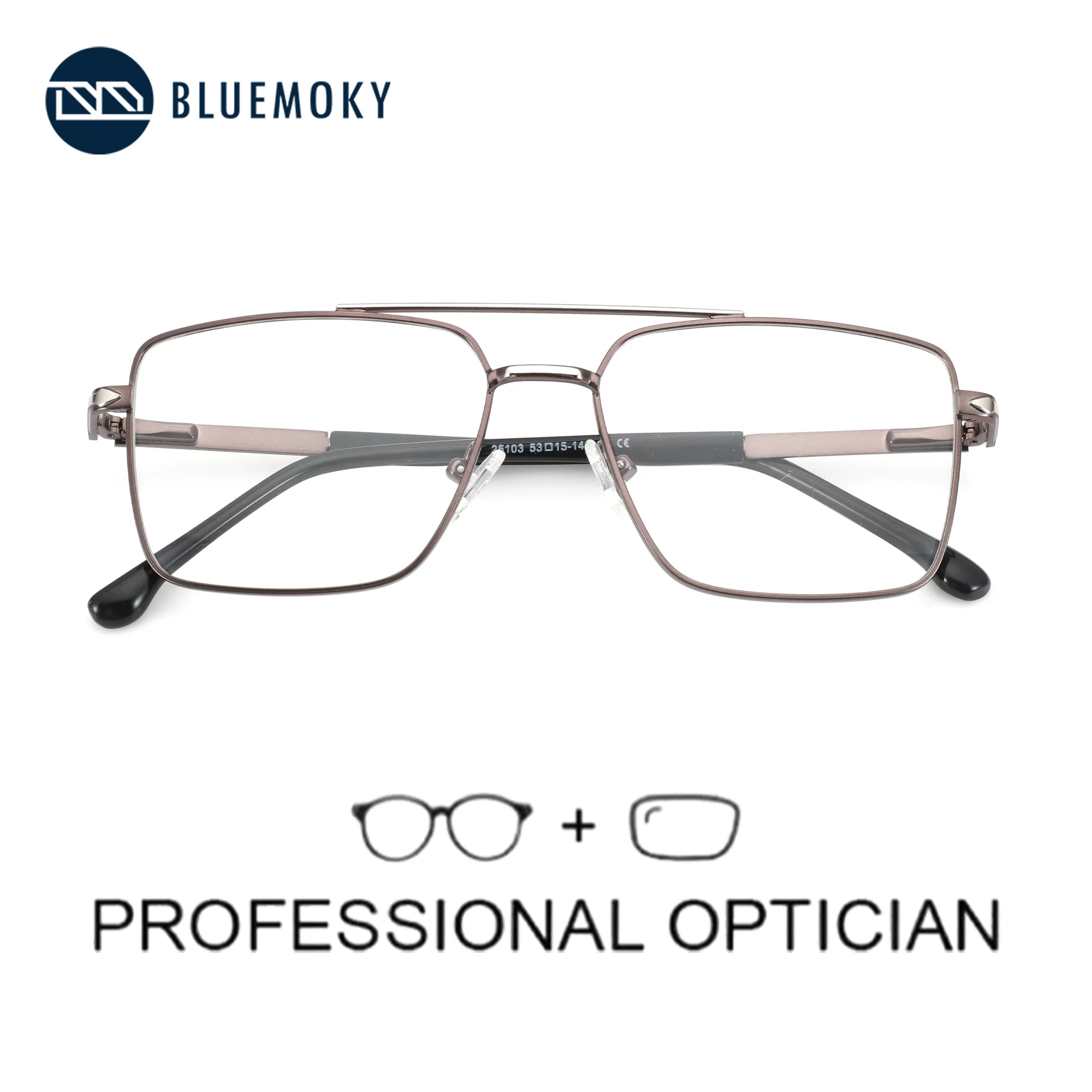 

BLUEMOKY (S Size) Popular High-quality Metal Aviator Prescription Eyeglasses for Photochromic Pilot Optical Glasses For Men