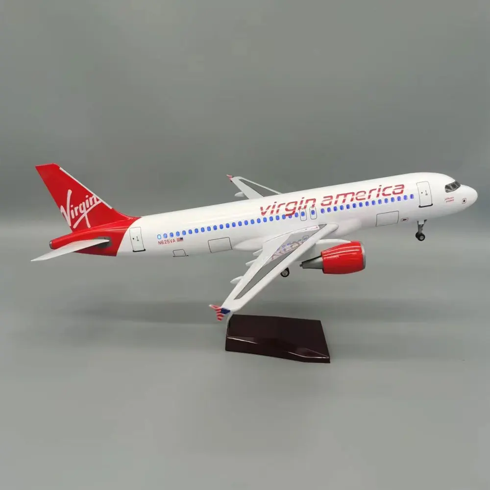 

NEW 47CM A320 Virgin Airlines Airplane Model Diecast Miniature Plane with Lights Wheel Aircraft Model Collection Display Gift