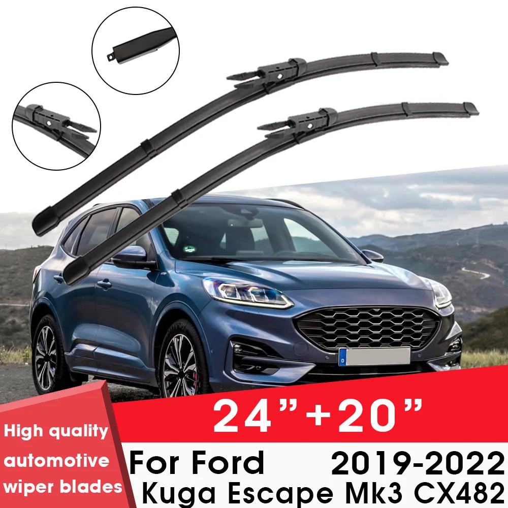 

Car Wiper Blade Blades For Ford Kuga Escape Mk3 CX482 2019-2022 24"+20" Windshield Windscreen Clean Naturl Rubber Cars Wipers