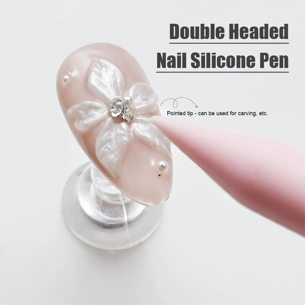 Nail Art Double-head Silicone Pen, Smudge, Powder, Point Drill Multi-purpose Silicone Pen DIY Nail Tool For Resin Silicone Brush