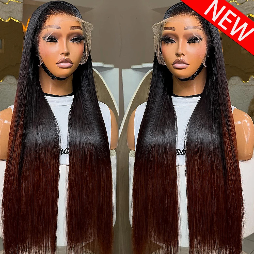 

Bone Straight Omber Color Wigs 13x6 HD Transparent Lace Frontal Wigs 300/400 Density 100% Human Hair Wigs For Women Wear And Go