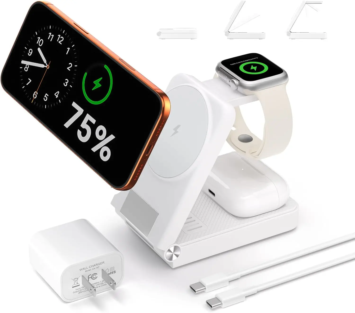 

25W Foldable Magnetic 3-in-1 Wireless Charging Station for Multiple Devices, Travel-Friendly Fast Charger