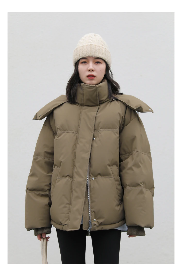 CHIC VEN Women Down Coat Solid Warm Down Jacket New 90 White Duck Down Windproof Hooded Female Overcoat Winter 2023