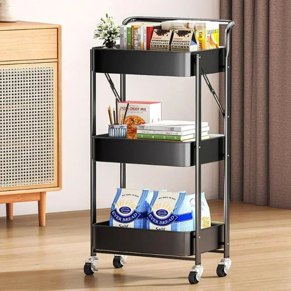 Multi functional handcart Mobile floor standing storage artifact Living room bathroom kitchen multi-layer foldable storage cart