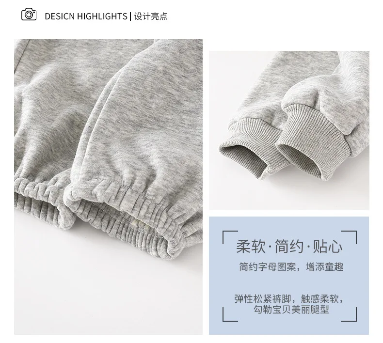 Herbst-Winter Kinderkleidung Fleece-Sweatshirt-Sets für Jungen und Mädchen mit Buchstaben-Stickerei Pullover+Hose 2-teiliger Lässiger Trainingsanzug für Kinder – Detail 3