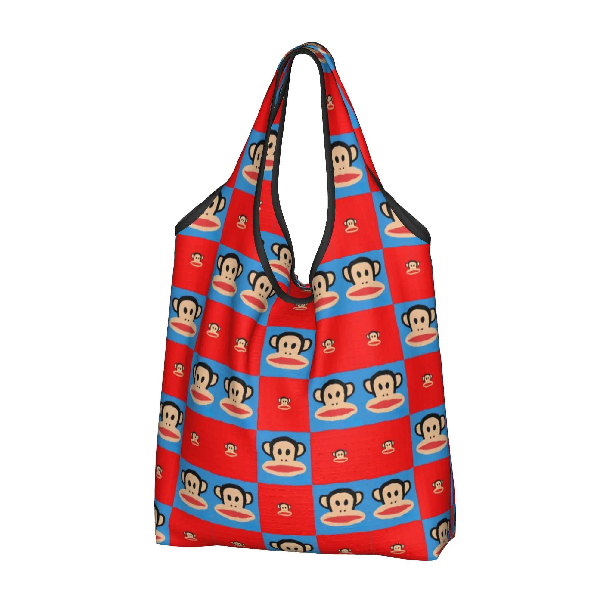 Recycling Funny  Colourful Monkey Printed  Shopping Bag Women Tote Bag Portable Lovely Seamless Pattern  Grocery Shopper Bags