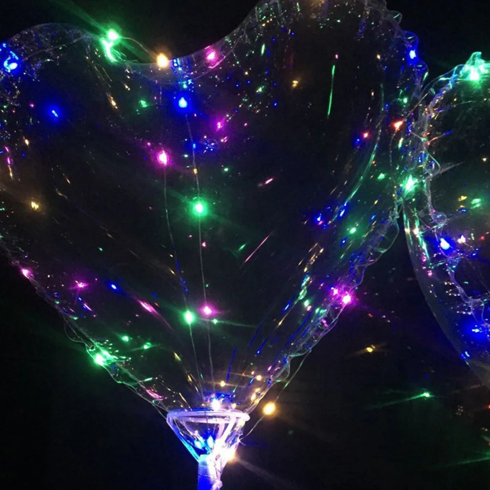 

3Sets Heart Shape Balloon Flashing LED Light Up Party Supplies for Celebration Event Stage Background Photo Shoot Decoration