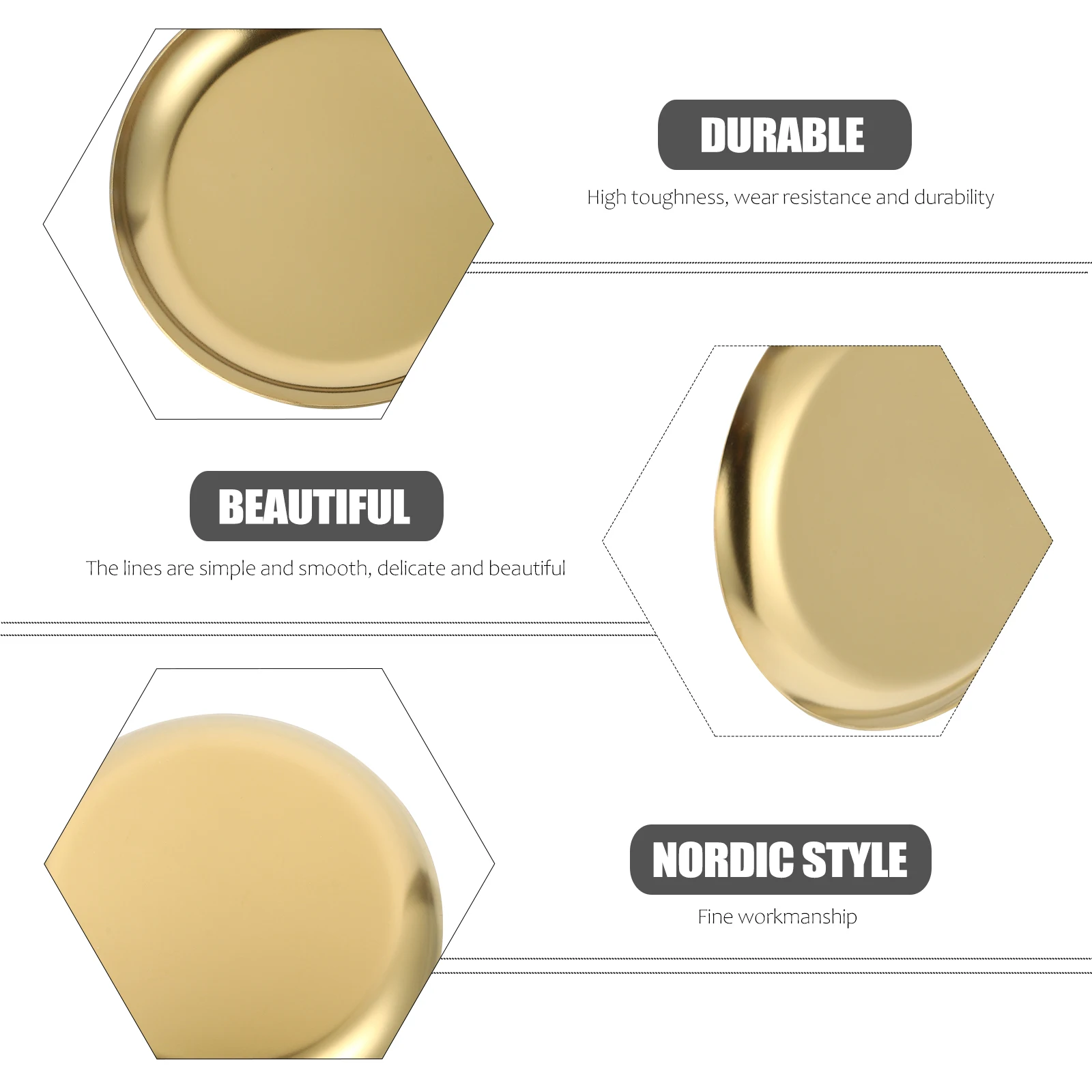

2pcs Soap Holder Jewelry Tray Storage Plate Nordic Style Golden Color Rustproof Home Adornment Multipurpose Display