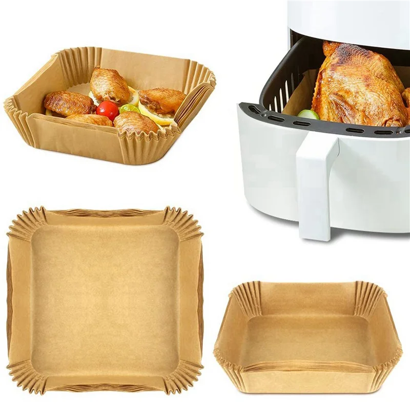 200 шт. бумажный вкладыш для фритюрницы, антипригарные одноразовые вкладыши для фритюрницы, квадратная бумага, пергаментная бумага для ПРОДАЖИ выпечки