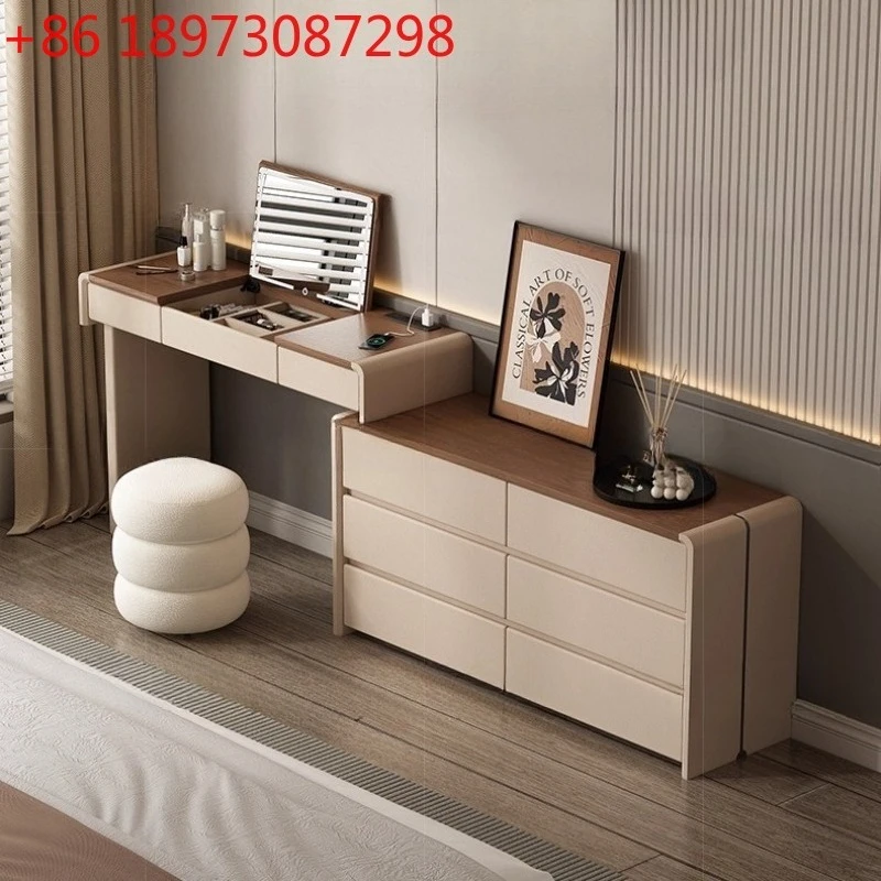 with mirror vanity Floor makeup desk 6 drawers Cabinet Storage wooden stool dressing table home schminktisch bedroom furniture