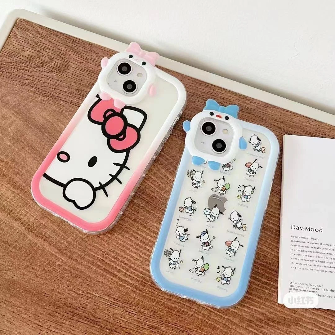 Cute Hellokitty Phone Case For Xiaomi Lite 12T Poco X3 X4 GT NFC X5 Pro 5G 3D Bow-knot Little Monster Lens Soft Silicone Cover