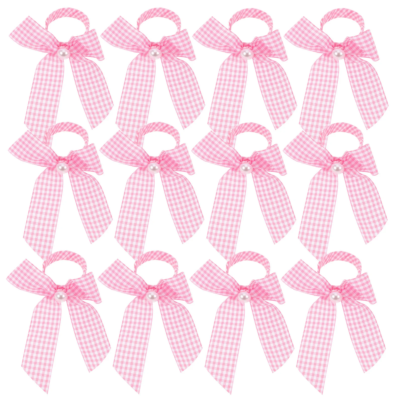 

12 Pcs Napkin Buckle Cloth Rings Shower Centerpieces Bow Favor Holders Plastic Checkered Table Decor