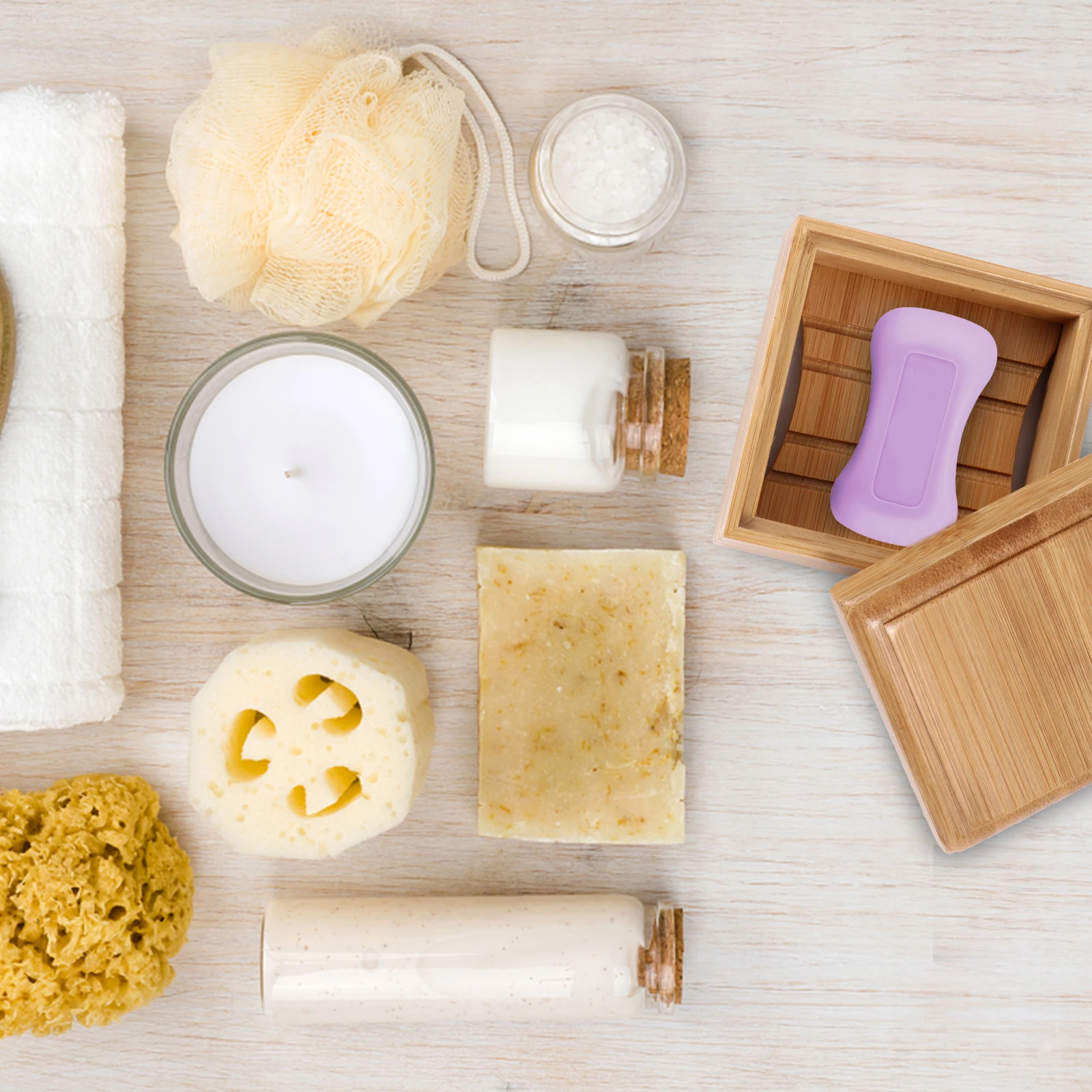 

Wood Bamboo Soap Dish with Lid Bar Soap Box Tray Holder Drainage Design Bathroom Kitchen Shower Storage