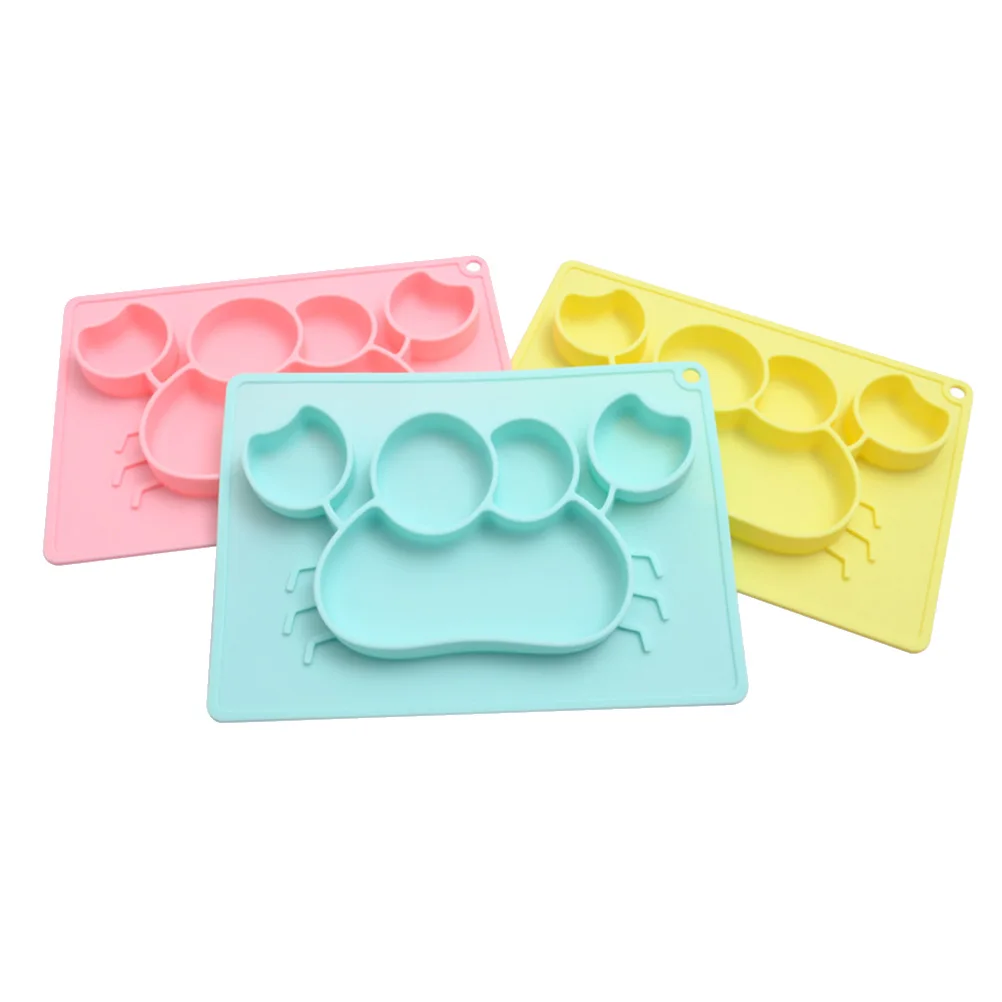 

Silicone Baby Table Mat Dining Tray One piece Placemat Feeding Bowls Tableware Dinner Plates Kids Meal ganizer Travel