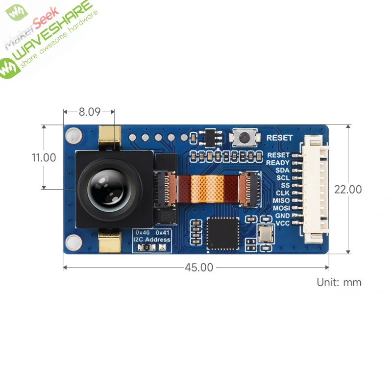 

SKU-31941 Waveshare Long-wave IR Thermal Imaging Camera Module, 80 × 62 Pixels IR Array, Motion Detection, SPI And I2C Interface