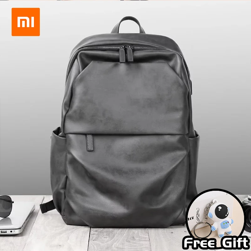 XIAOMI MONEY QUEEN Leather Business Backpack USB Travel Outdoor Backpack Campus Student Bag Laptop Bag Waterproof Large Capacity