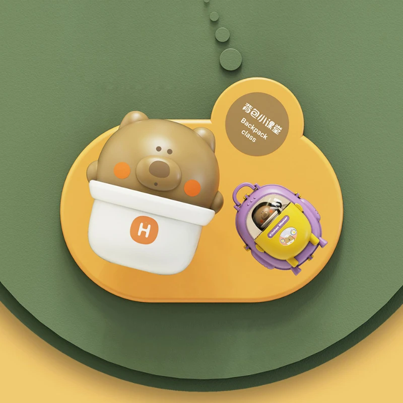 Simulation Cartoon Space Bag Switchable Kitchen Cooking Bear Backpack Makeup Fun Plastic Play House Children Toys Gift