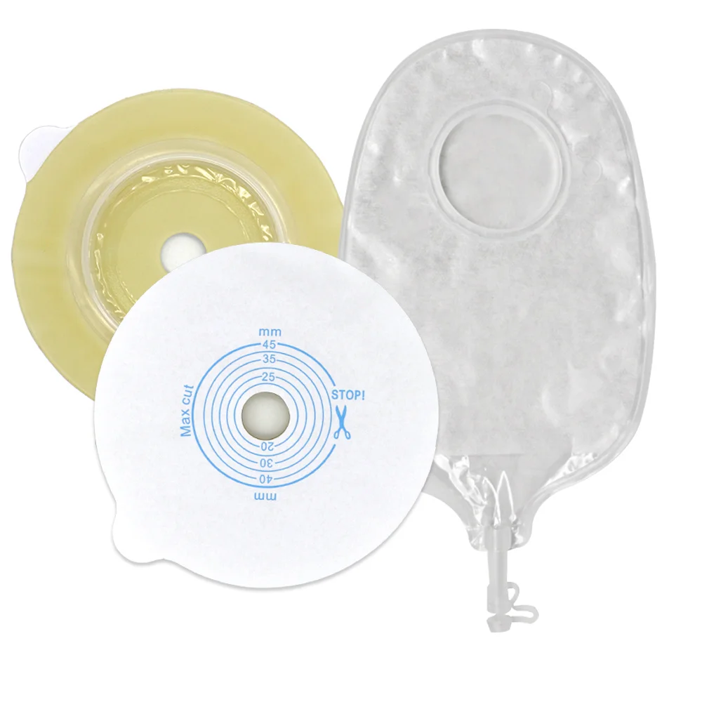 10pcs Urostomy Bags with 5 Pcs Base Plates Urine Bags Stoma Care Max Cut 45mm Anti-leak Durable Urostomy Bag