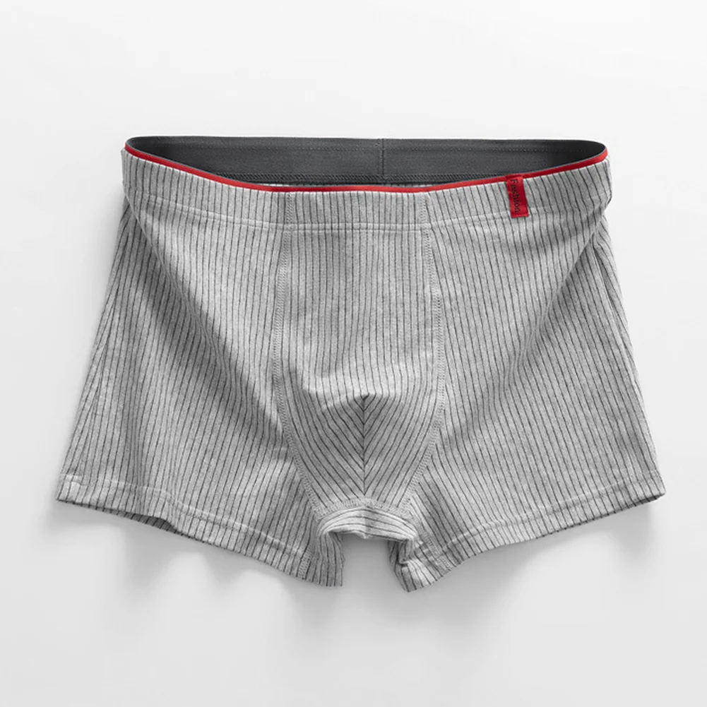 Sexy Mens Striped Cotton High Waist Breathable Boxer Briefs Shorts Underwear Underpants Pouch Panties Comfortable Men's Boxers
