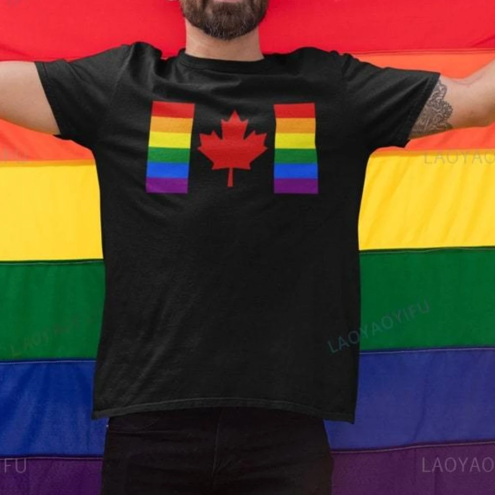 

Футболка с принтом Gay Pride Canada Day Топы LGBTQ Pride Parade Equal Human Rights Топы Футболка для геев Высококачественные хлопковые рубашки