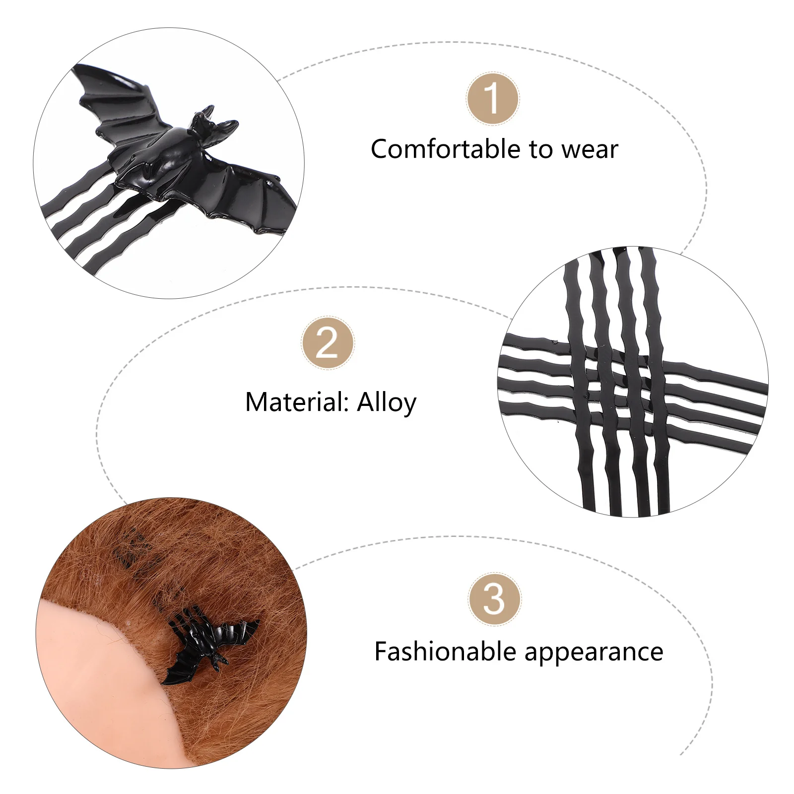 

2Pcs Premium Alloy Bat Shape Hair Combs Halloween Party Hairclips Unique Hair Accessories for Carnival Prom Dancing