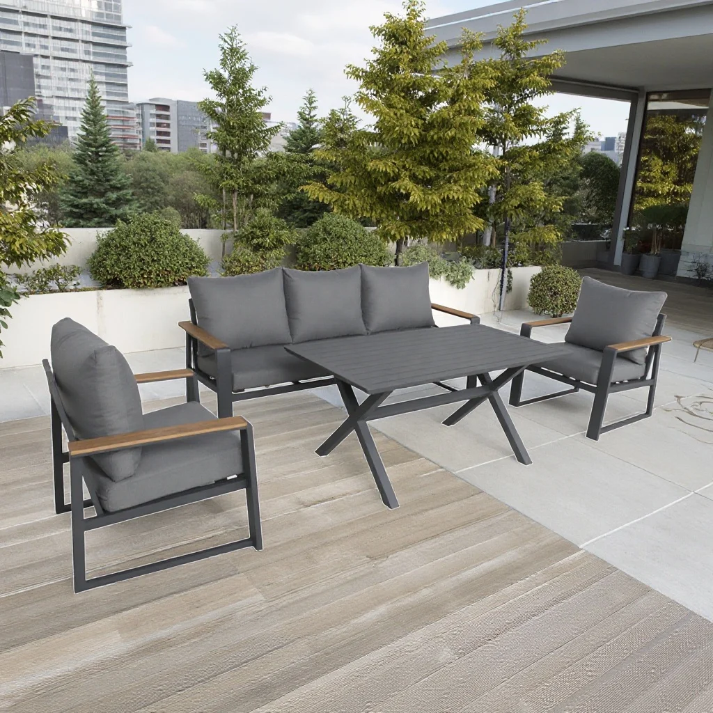 

Stylish Outdoor Leisure Sofa Furniture Luxury Aluminum Garden Sofas Lounge Set