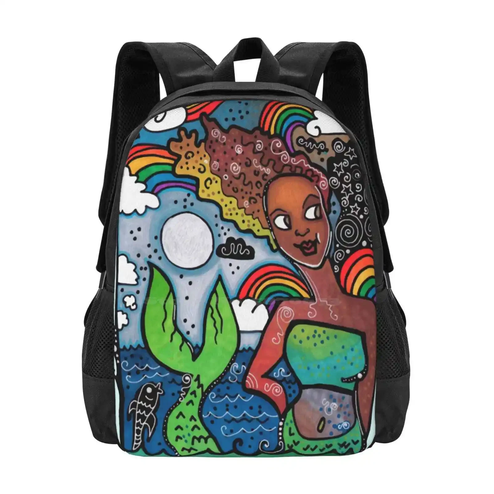 

Mermaid Of Color New Arrivals Unisex Bags Student Bag Backpack Mermaid African American Belize Brown Black Love Folklore Myth