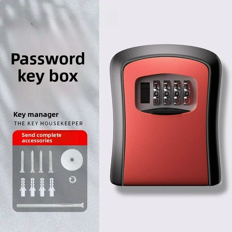 

For Wall Mount Key Lock Box with 4 Digit Password Code Security Home Office Key Safe Storage Organizer - No Key Required