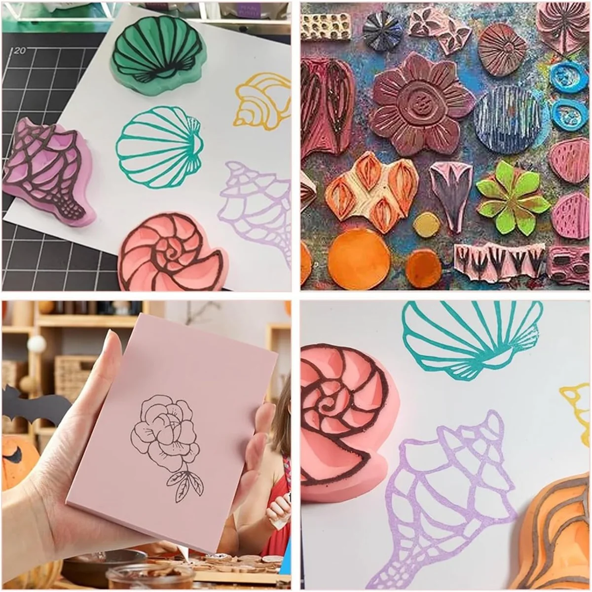 Linóleo Rubber Stamp Making Kit, Blocos com ferramentas cortador, DIY, 12Pack