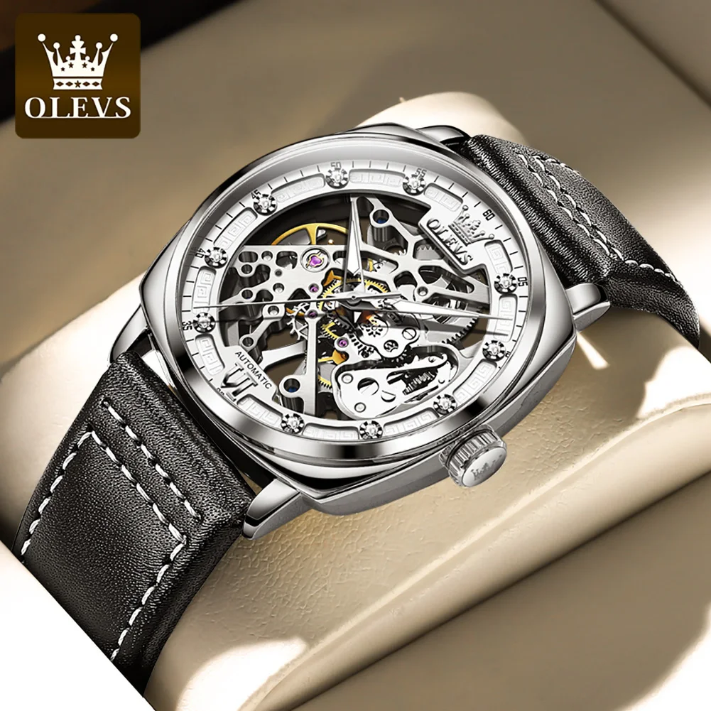 OLEVS Original Luxury Brand Men's Skeleton Automatic Watch