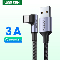 UGREEN USB C Cable Right Angle USB A to Type C 3A Fast Charger Cable for Samsung S10 S9 S8 Plus Note9 Quick Charger 3.0 USB Cord