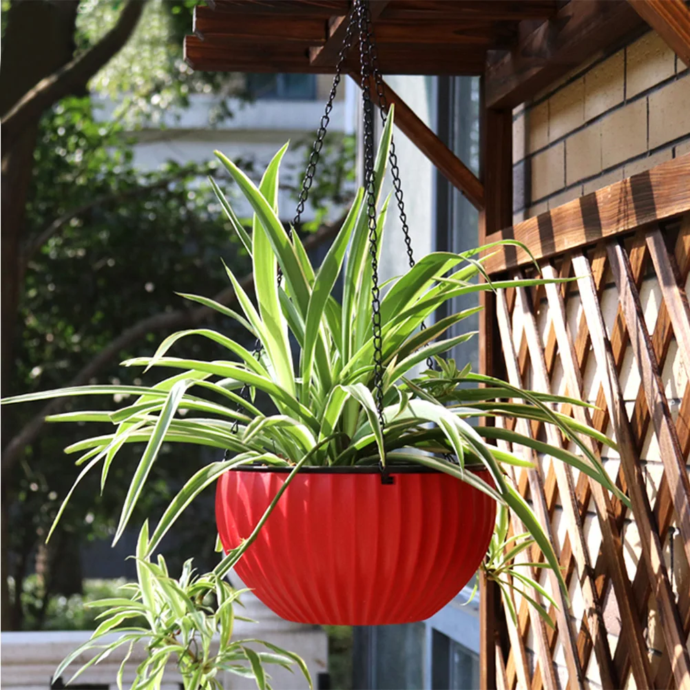 

Automatic Suction Flower Pot Thickened Plastic Hanging Flower Basket With Water Stopper Breathable Design Clear Water Level